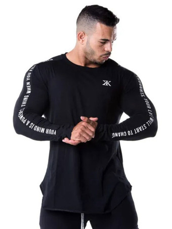 SchwarzT-shirts Casual Juwel Hals-Worte drucken lange Ärmel