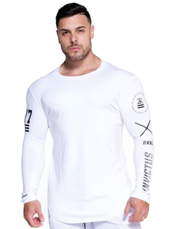 blanco Camisetas Casual Joya Cuello Palabras Estampado Manga larga
