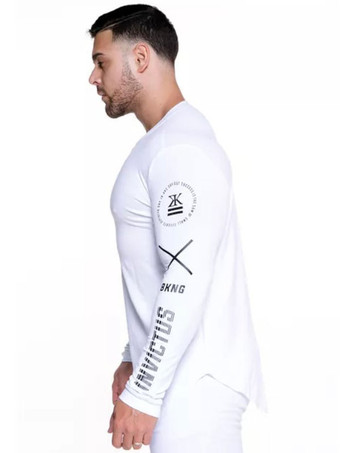 Camisetas Casual Joya Cuello Palabras Estampado Manga larga