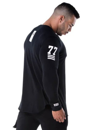 Camisetas Casual Joya Cuello Palabras Estampado Manga larga