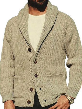 紳士服メンズカーディガンメンズセーターメンズカーディガンカジュアルロングスリーブカーキカーキ快適