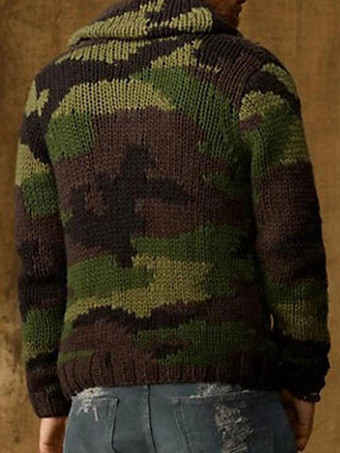 Vêtements Cardigan Pulls Hommes Cardigans Casuel Camouflage Manches Longues Confortable Vert Veste