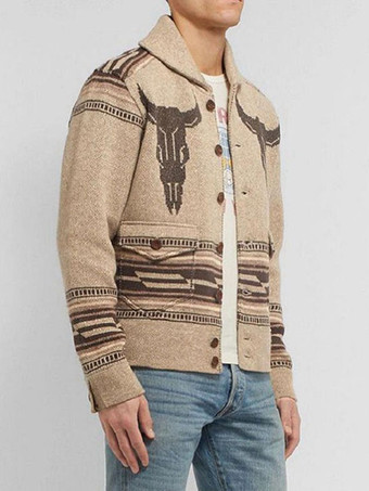 紳士服メンズカジュアルカーディガンメンズセーターメンズカーディガンカジュアルアートワーク長袖スペシャルカーキカーキ