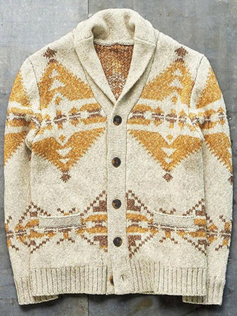 紳士服メンズカーディガンメンズセーターメンズカーディガンカジュアル幾何学長袖ユニークカーキカーキ