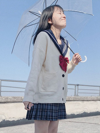 エクリュホワイトロリータカーディガンポリエステル長袖春ロリータセーターアウトウェア