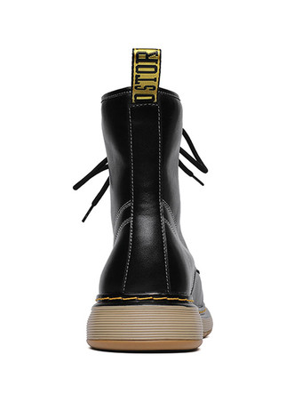 メンズ モーターサイクル コンバット フラットフォーム レースアップ アンクルブーツ