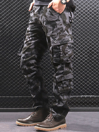 Pantalon Pour Homme Camouflage Taille Naturelle Pantalon Cargo Droit Pantalon Gris