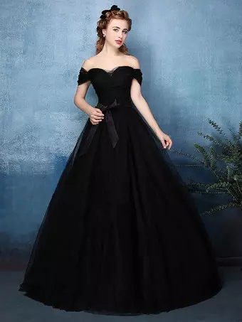 gothic black and blue wedding dress Black Gothic Wedding Dress with Hand Beadings by Brides & Tailor