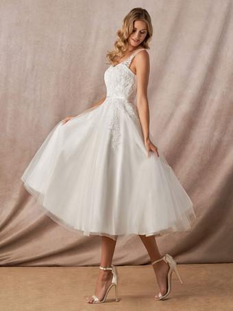 white simple wedding dress short Boho Short Wedding Dress 0027