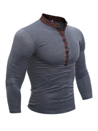 Dunkelgrau T-Shirts Chic Jewel Neck Langarm