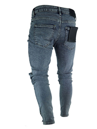 Jeans para hombres Jeans para hombres Diseño antiguo desgastado elegante Skinny Light Sky Blue Deep Blue