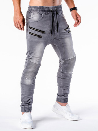 Pantalones vaqueros azules delgados del diseño antiguo desgastados elegantes de los pantalones vaqueros de los hombres