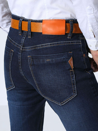 Deep Blue Men Jeans Chic Distressed Antique Design Skinny Light Sky Blue Denim Pants