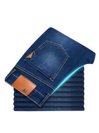 Men Jeans Chic Distressed Antique Design Skinny Light Sky Blue Denim Pants