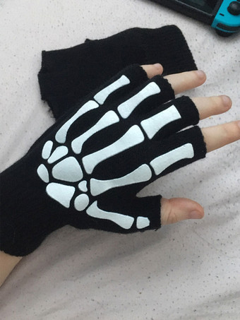 男性用手袋ポリエステル怖いパターン黒い手袋