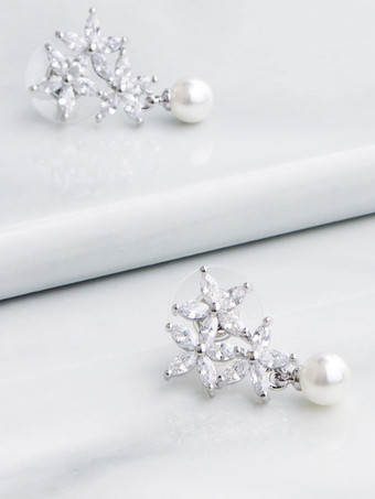 女性のためのブライダルイヤリングラインストーン梨ピアススライバーブライダルジュエリー