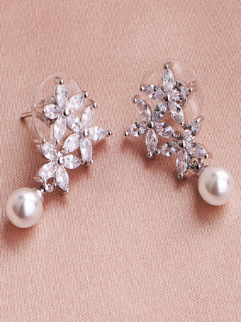 女性のためのブライダルイヤリングラインストーン梨ピアススライバーブライダルジュエリー