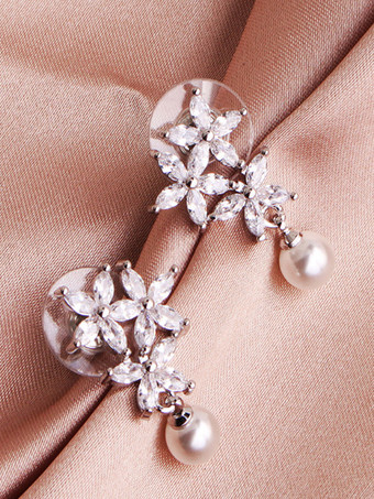 女性のためのブライダルイヤリングラインストーン梨ピアススライバーブライダルジュエリー