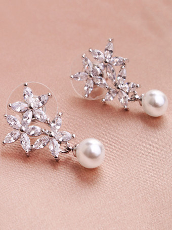 女性のためのブライダルイヤリングラインストーン梨ピアススライバーブライダルジュエリー