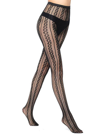女性のためのホーザリーブラックシアー幾何学的カットアウトナイロンシアーセクシーホーザリー