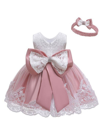 Cameo RoseRobe baptême robe cérémonie fille décoré de noeud