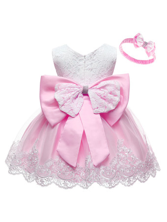 RoseRobe baptême robe cérémonie fille décoré de noeud