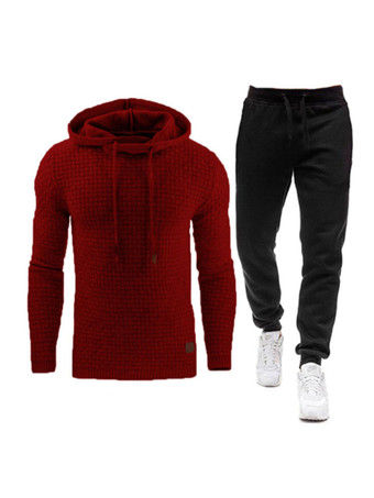 Color borgoñaConjunto de 2 piezas de ropa deportiva para hombre  manga larga  con capucha  gris claro  ropa deportiva  conjunto