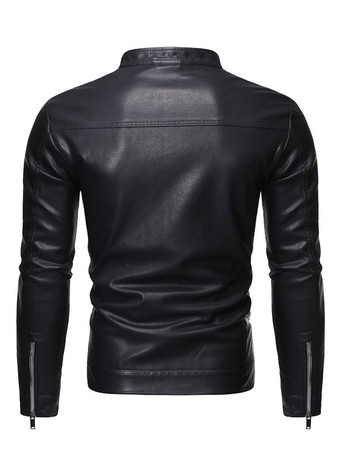 メンズ フェイクレザージャケット 長袖 カジュアル ウィンドブレーカー 軽量 アウターコート