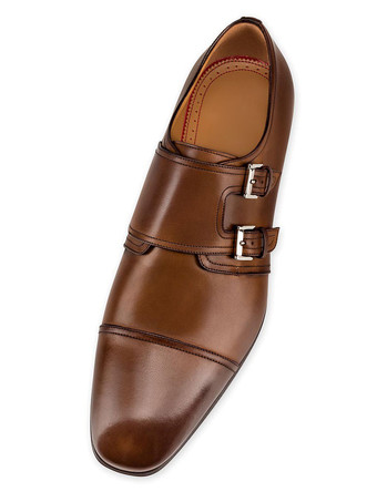 メンズ キャップトゥ ダブルモンク ドレス ローファー ブラウン プロム パーティー ウェディング シューズ