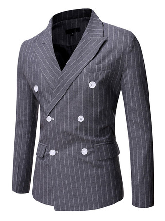 Blazers & Jackets Men's Casual Suits Stripes Business Casual Grey Black Cool Casual Suits For Man