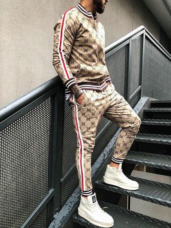 Men's Activewear 2-Piece Printed Long Sleeves Black