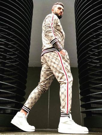 Men's Activewear 2-Piece Printed Long Sleeves Black