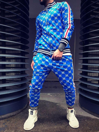 Men's Activewear 2-Piece Printed Long Sleeves Black