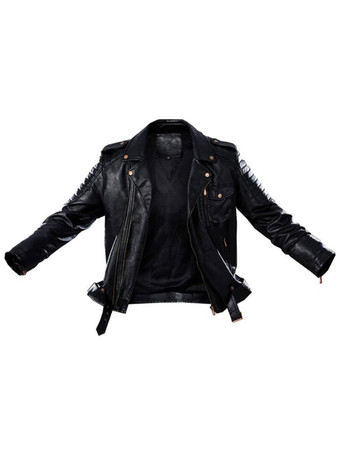 Men's Faux Leather Jackets Stylish Windbreaker Notch Lapel Coats