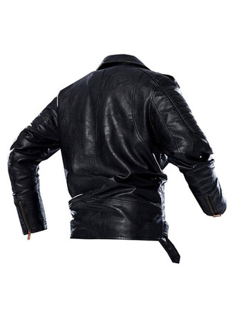 Men's Faux Leather Jackets Stylish Windbreaker Notch Lapel Coats