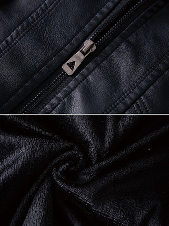 メンズレザージャケット ジッパーポケット ウィンドブレーカー フード付きコート