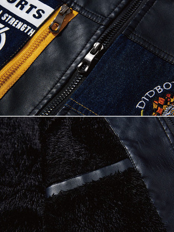 メンズレザージャケット シンプルジッパープリントスタンドカラーウィンドブレーカーボンバージャケット