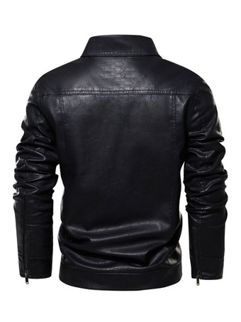 Giacche in finta pelle da uomo giacche vintage da moto con cerniera e tasche