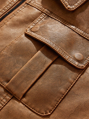 Giacche in finta pelle da uomo giacche vintage da moto con cerniera e tasche