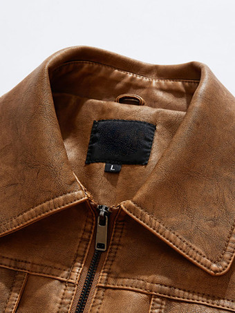 Giacche in finta pelle da uomo giacche vintage da moto con cerniera e tasche
