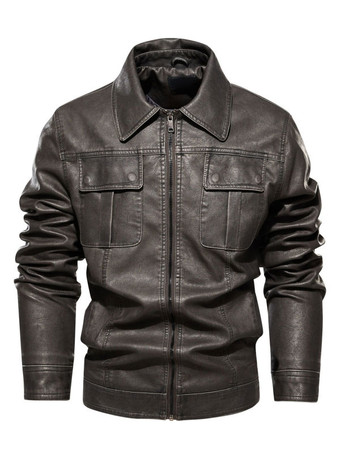 TalpaGiacche in finta pelle da uomo giacche vintage da moto con cerniera e tasche