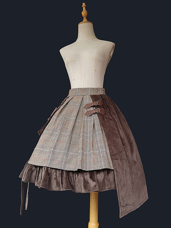 ロリータ オーバードレス スチームパンク ロリータ SK インファンタ コーヒー ブラウン メタル ディテール コットン ブレンド ベロア 衣装