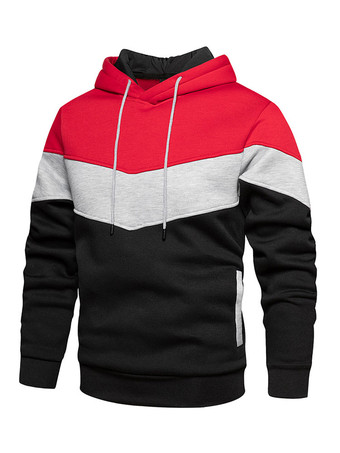Sweat à capuche homme rouge à capuche manches longues color block polyester sweat