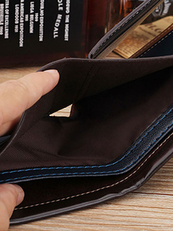 メンズウォレットディープブラウンナイロンレタープリントPUレザーウォレット