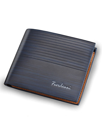 ダークネイビーメンズウォレットディープブラウンナイロンレタープリントPUレザーウォレット