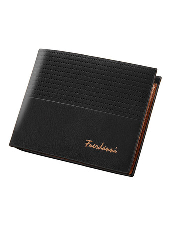 ブラック メンズウォレットディープブラウンナイロンレタープリントPUレザーウォレット