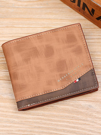 ブラウン 男性ウォレットブラウンナイロンレタープリントPUレザー財布