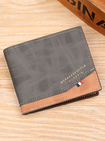 ブラック 男性ウォレットブラウンナイロンレタープリントPUレザー財布