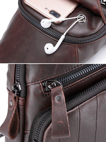 メンズバッグディープブラウンレザーワンピースバックパック