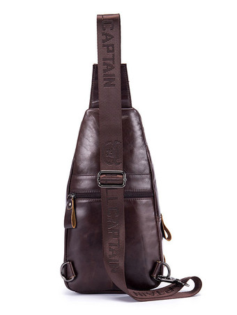 メンズバッグディープブラウンレザーワンピースバックパック